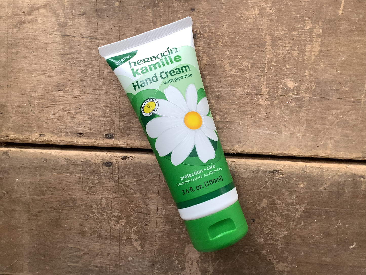 Tube of Herbacin brand kamille hand cream