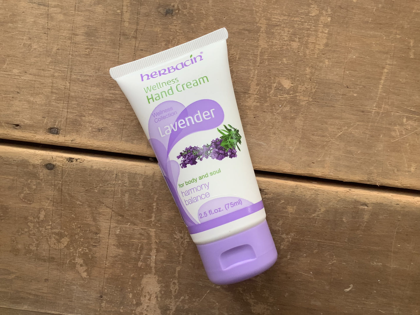 Tube of Herbacin brand hand cream lavender