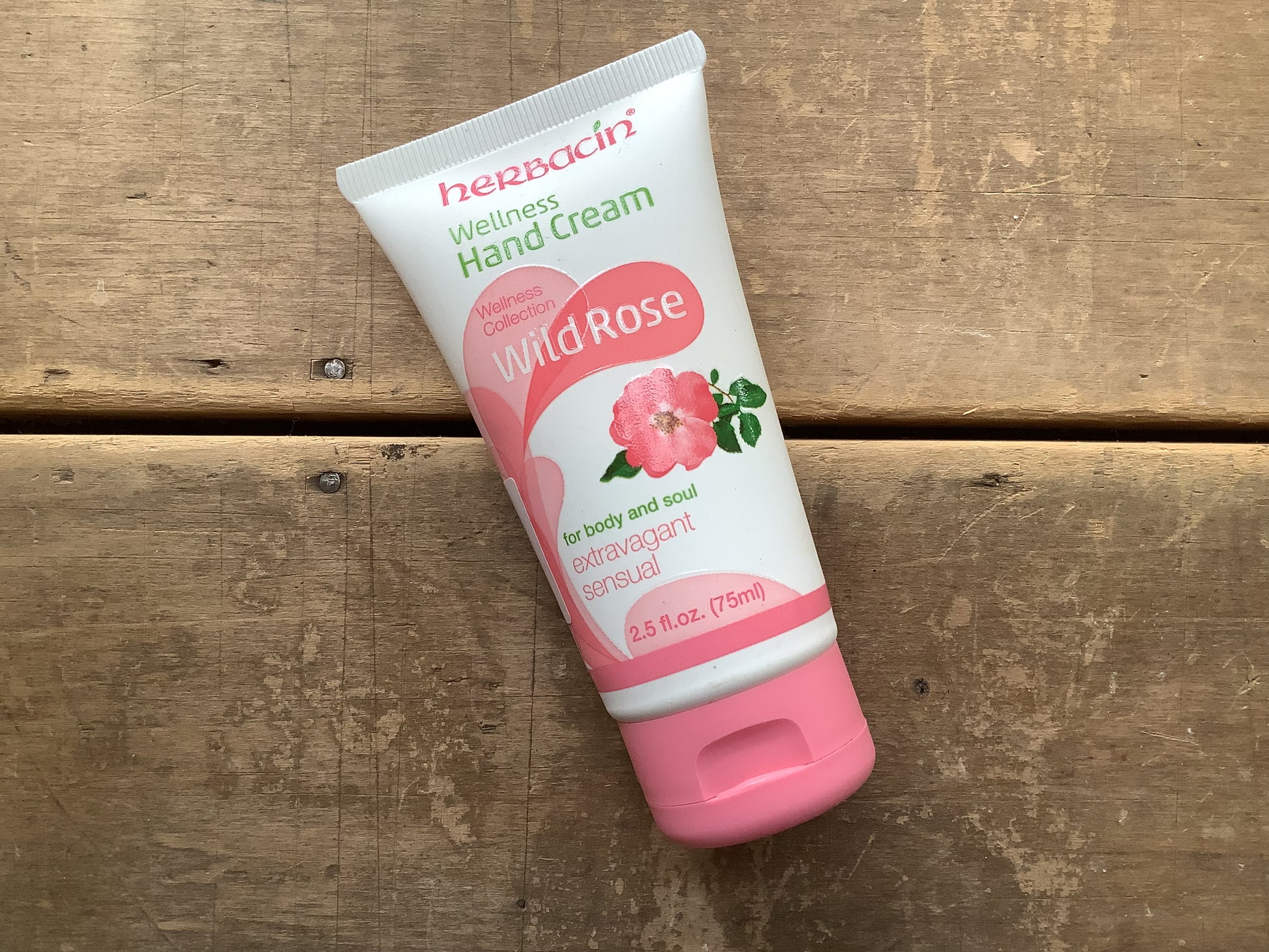 Tube of Herbacin brand hand cream wild rose