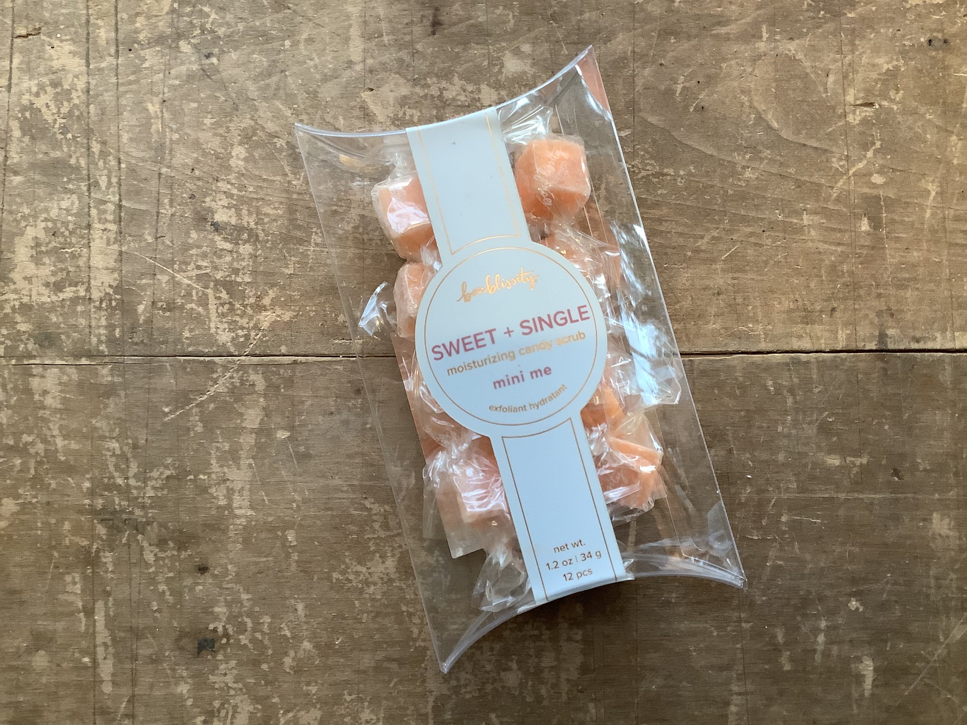 Bag of orange moisturizing candy scrubs
