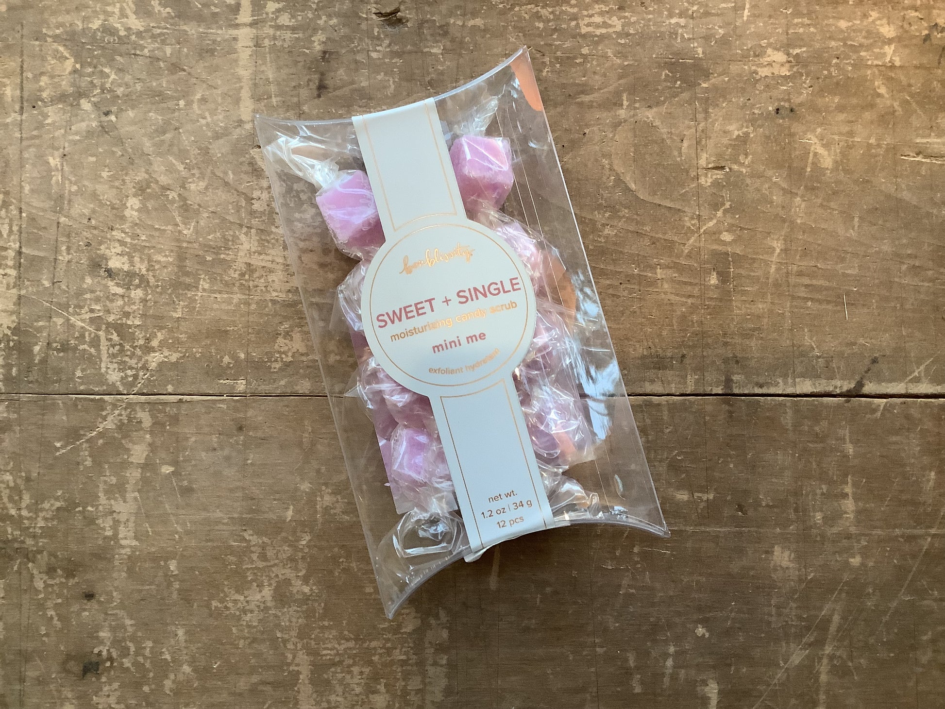 Bag of pink moisturizing candy scrubs