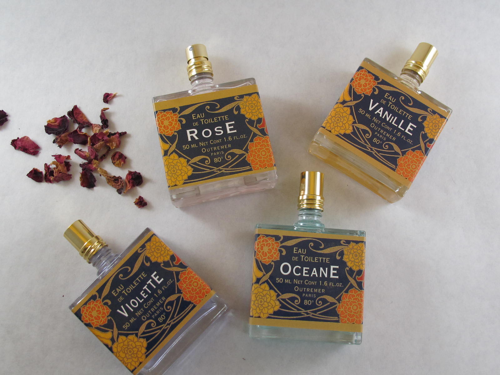 Bottles of fragrance by French perfumer Outremer