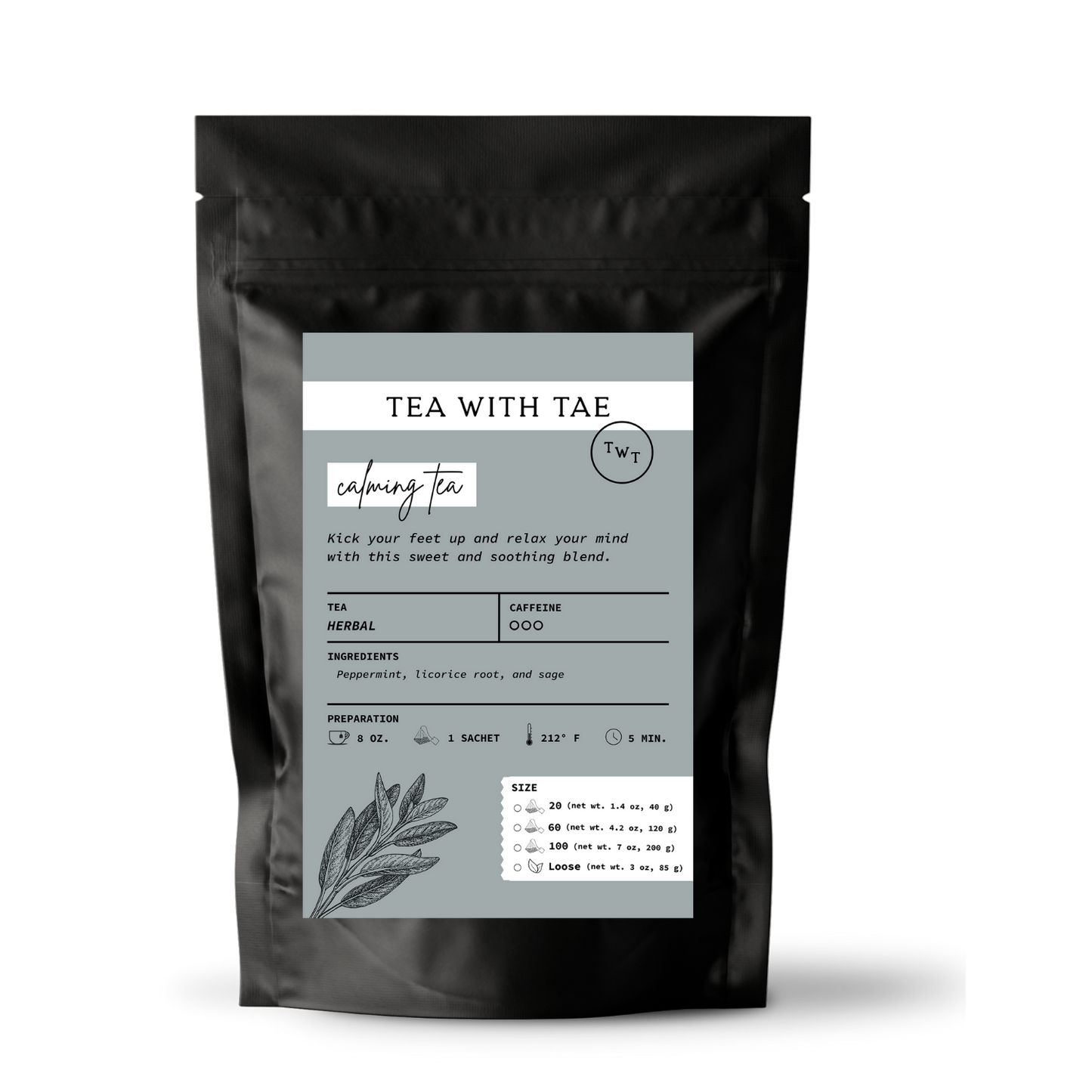 Tea with Tae Calming Herbal Tea Pouch