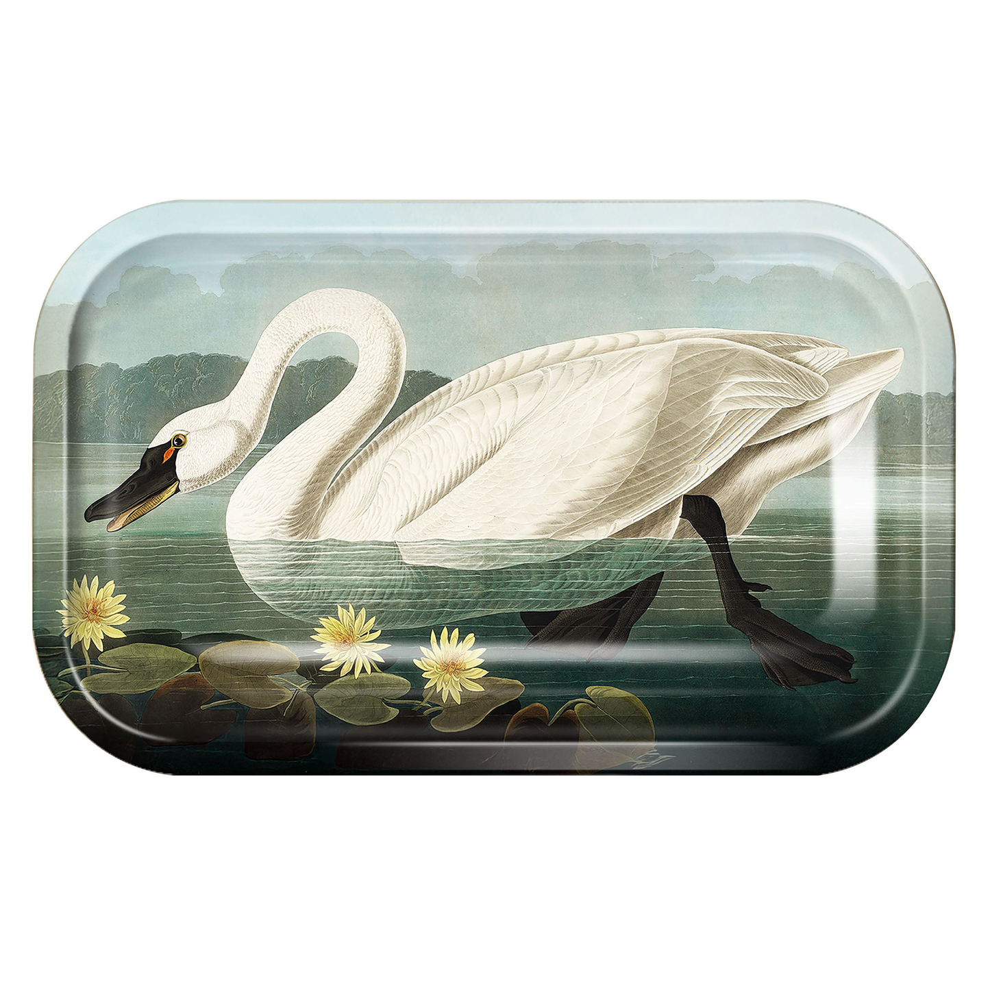 Metal Audubon Swan Catchall Tray / Trinket Tray / Serving