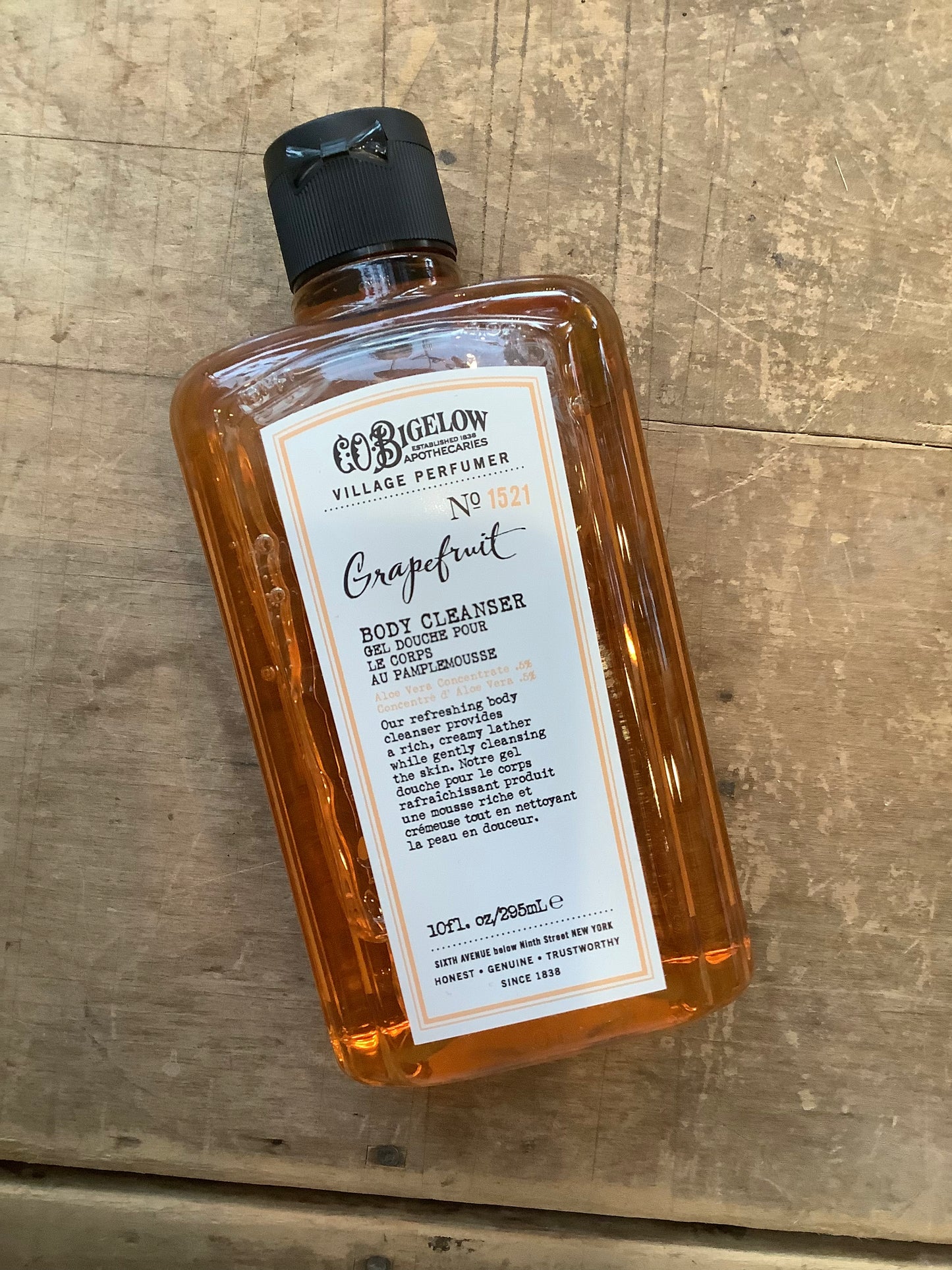 Bottle of C.O. Bigelow grapefruit body cleanser