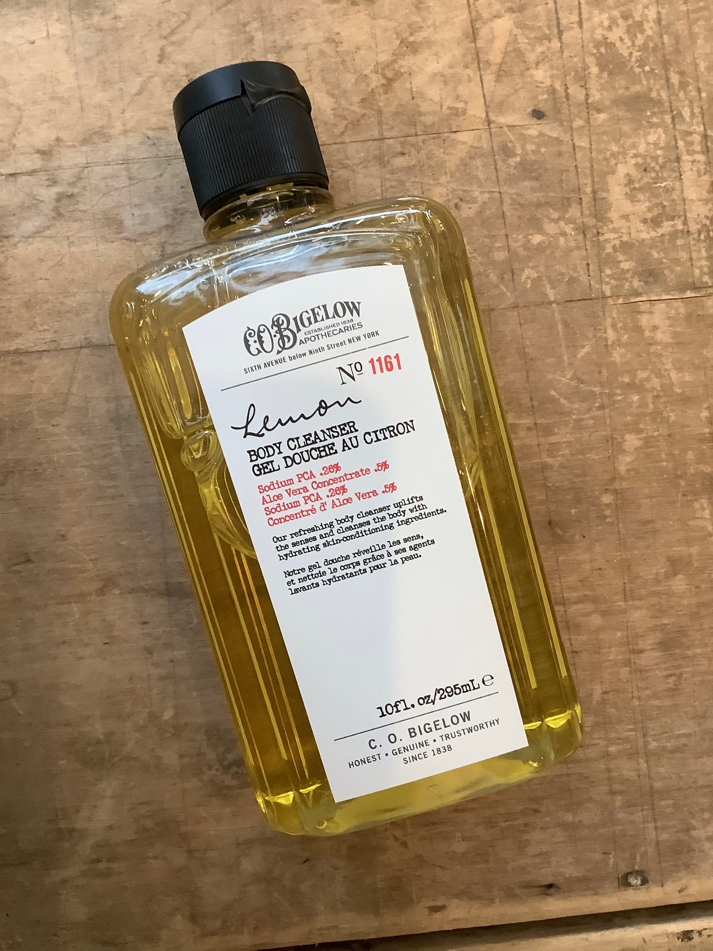 Bottle of C.O. Bigelow lemon body cleanser