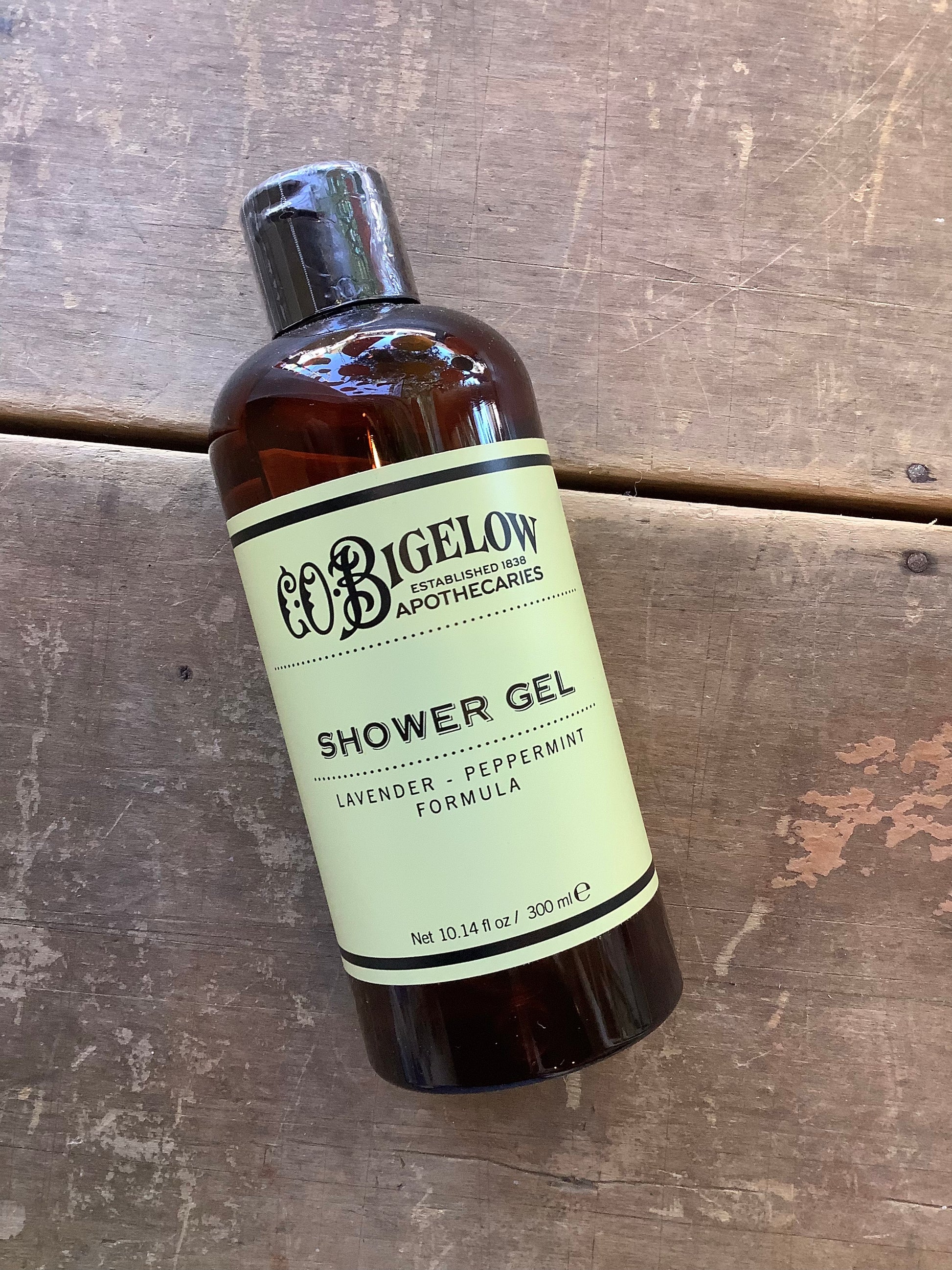 Bottle of C.O. Bigelow shower gel